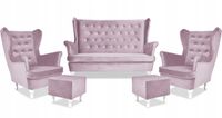 Zestaw wypoczynkowy mebli uszak Diana sofa fotele pufy  komplet