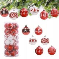 BOMBKI CHOINKOWE ZESTAW CZERWONO BIAŁE DEKORACJA NA CHOINKĘ 5CM 24SZT