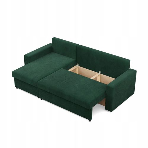 KANAPA NAROŻNIK NEO CIEMNY ZIELONY Nowoczesny Rozkładana POSO SZTRUKS na Arena.pl