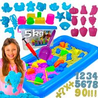 Piasek Kinetyczny 5KG Piaskownica Basen Foremki Zestaw XXL WYBIERZ KOLORY