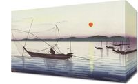 Obraz 30x20cm Boats and Setting Sun, Koson Japoński Vintage do Salonu