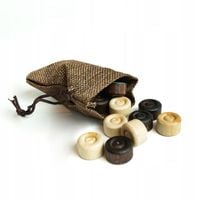 PIONKI DO GRY W WARCABY DREWNIANE 24SZT W WORECZKU JUTOWYM POLSKI PRODUCENT