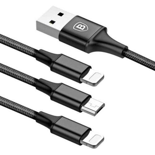 Kabel USB Baseus Rapid Series 3w1 Lightning / Micro USB 1,2m - czarny na Arena.pl
