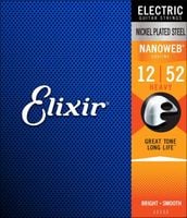 Struny do gitary elektrycznej Elixir 12152 Nickel NANOWEB Coating 12-52