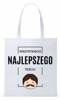 Dla Teścia Taty Prezent Torba Eco Biała Shopper Z Nadrukiem Ze Zdjęciem