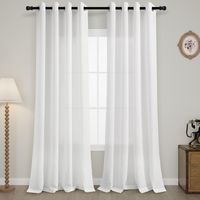 Firanki lniane białe zasłony półprzezroczyste boho 140x138 cm zestaw 2szt