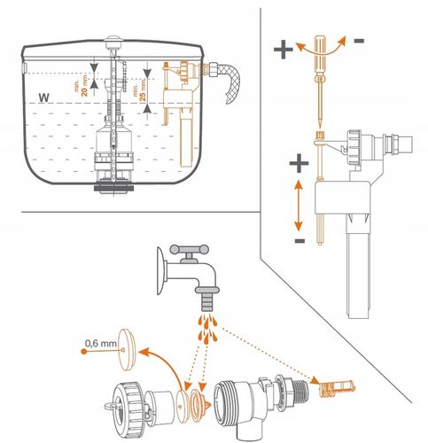 MOSIĘŻNY ZAWÓR NAPEŁNIAJĄCY UNIWERSALNY DO SPŁUCZEK WC Pływak WC 3/8 na Arena.pl