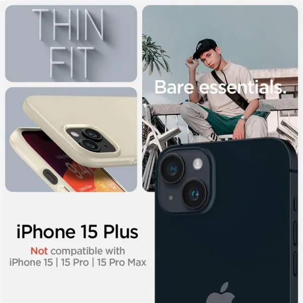 etui spigen thin fit na iphone 15 plus - beżowe zdjęcie 3