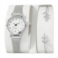 Zegarek damski srebrna bransoleta wąska Biała tarcza Bransoletka DLA NIEJ