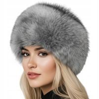 CZAPKA DAMSKA ZIMOWA ELEGANCKA CIEPŁA TOCZEK SZTUCZNE FUTERKO SREBRNY LIS