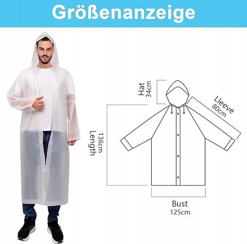 Płaszcz przeciwdeszczowy długi ponczo białe 3szt na Arena.pl