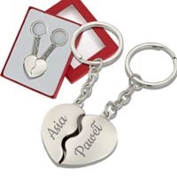 BRELOK do KLUCZY SERCE ŁAMANE GRAWER PREZENT dla PAR na WALENTYNKI