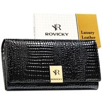 lakierowany, czarny portfel damski ze skóry naturalnej z systemem rfid