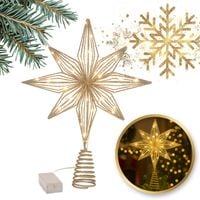 czubek na choinkę metalowy xxl 27 cm led brokat boże narodzenie woz11