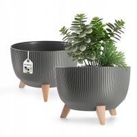 DONICZKA DONICA OSŁONKA NA NÓŻKACH WKŁAD KWIETNIK 29cm GRAFIT MISA OKRĄGŁA