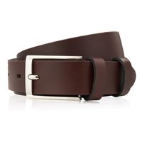 pasek męski skórzany brązowy 100 cm ze srebrną klamrą paolo peruzzi