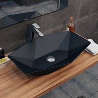 Umywalka nablatowa ceramiczna - black - DIAMENT 57 x 37 cm