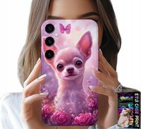 ETUI DO SAMSUNG GALAXY A54 5G - SŁODKA CHIHUAHUA NA RÓŻOWYM TLE KWIATAMI