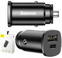 BASEUS SZYBKA ŁADOWARKA SAMOCHODOWA USB/USB-C DO GNIAZDA ZAPALNICZKI 30W QC