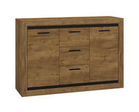 Komoda 2- Drzwiowa z Szufladami 2D3SZ 138 cm Dąb Lefkas + Czarny BALTA ML