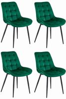 Krzesło tapicerowane BERA ciemna zieleń welur czarne nog do kuchni x4