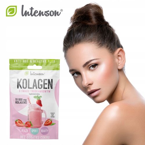10x INTENSON KOLAGEN + KWAS HIALURONOWY + WITAMINA C do picia truskawkowy na Arena.pl