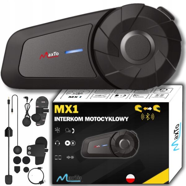 INTERKOM MOTOCYKLOWY BLUETOOTH MAXTO MX1 | BLUETOOTH|POLSKI LEKTOR zdjęcie 2