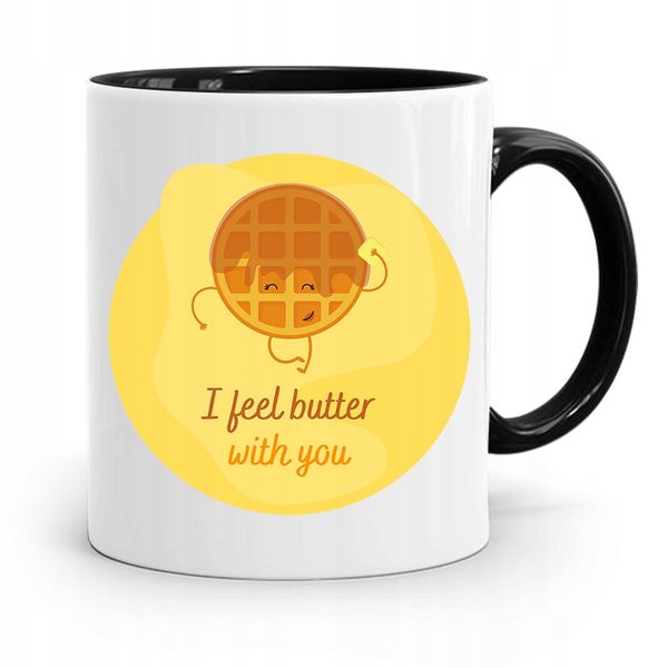 Kubek Czarny Dla Chłopaka I Feel Butter With You Z Nadrukiem Ze Zdjęciem zdjęcie 1