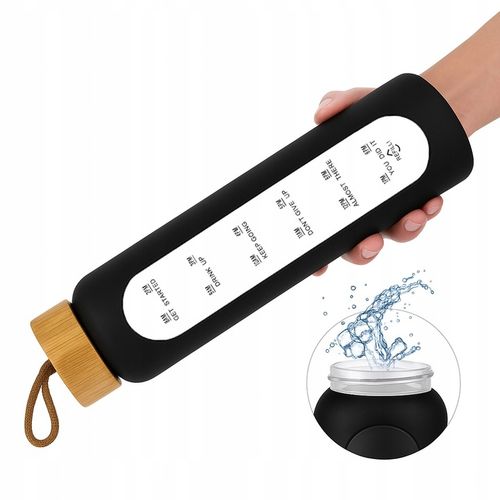 Szklana butelka na wodę motywacyjna z miarką wielorazowa słomka do picia 1L na Arena.pl