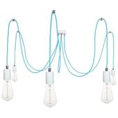 Lampa Wisząca Pająk 7 Błękitno Biała Połysk z Chromem E27