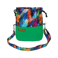 Sakiewka Torebka z Piórkami - Zielona Modna Sakiewka