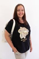 Czarna Bluzka Wiązana z Różą UNI