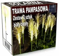 LAMPA SOLARNA WBIJANA CIEPŁA TRAWA PAMPASOWA 75cm 2 sztuki POCHODNIA