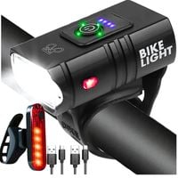 Lampki Rowerowe Zestaw LED USB Akumulator Przód Tył Wodoodporne IPX6 Mocne