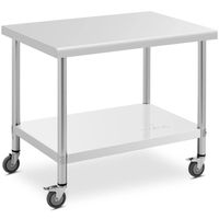 stół metalowy gastronomiczny na kółkach z półką stal 70 x 100 cm
