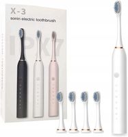 SZCZOTECZKA SONICZNA ELEKTRYCZNA 6 TRYBÓW WODOODPORNA IPX7 4 KOŃCÓWKI Black