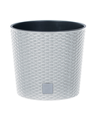 donica z wkładem rattan RATO Round 30xh27cm biała