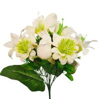 Bukiet róża cynia lilia x12 kremowo zielony