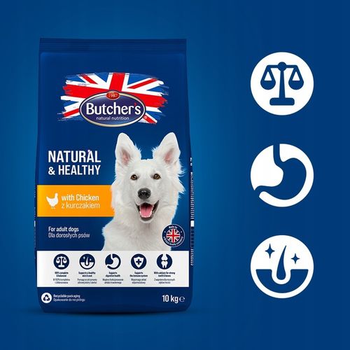 Sucha karma dla psa Butchers kurczak 10kg z witaminami lśniąca sierść skóra na Arena.pl