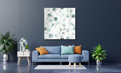 OBRAZ NA PŁÓTNIE 001 Akwarelowe listki 40x40cm na Arena.pl