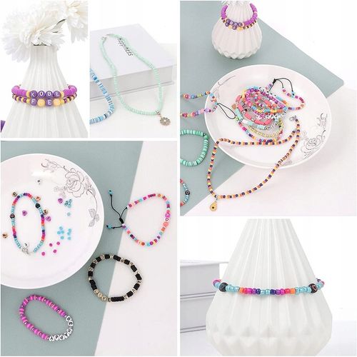 ZESTAW KORALIKÓW DO ROBIENIA BRANSOLETEK BIŻUTERII CHARMSY SERDUSZKA LITERY na Arena.pl