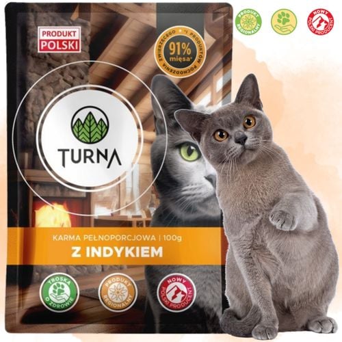 karma mokra dla kota z indykiem turna cats 100g saszetka bez zbóż naturalna na Arena.pl
