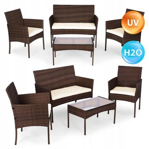 ZESTAW MEBLI OGRODOWYCH Z TECHNORATTANU ŁAWKA STÓŁ KRZESŁA BRĄZ MultiGarden na Arena.pl