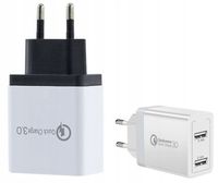 ŁADOWARKA Sieciowa Podróżna 2xUSB SZYBKIE ŁADOWANIE Kostka QC3.0 2.1A 4468