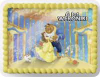 PROSTOKĄTNY OPŁATEK NA TORT A4 20x29CM - PIĘKNA I BESTIA + IMIĘ