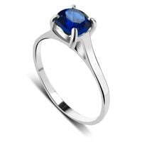 KLASYCZNY PIERŚCIONEK SRERBNY Z NIEBIESKIM KAMIENIEM OCZKIEM SZAFIROWYM 925