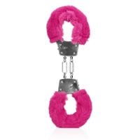 furry metal hand cuffs - pink