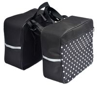 SAKWA NA BAGAŻNIK ROWEROWY, TORBA ROWEROWA 2x10L czarny w białe grochy