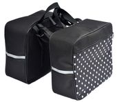 SAKWA NA BAGAŻNIK ROWEROWY, TORBA ROWEROWA 2x10L czarny w białe grochy
