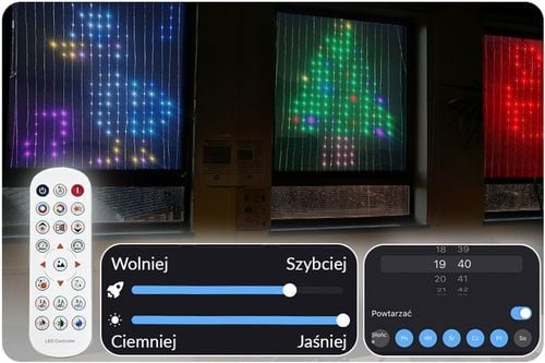 KURTYNA LED 2x2 ŚWIĄTECZNA GIRLANDA STEROWANA TELEFONEM APLIKACJA BLUETOOTH na Arena.pl